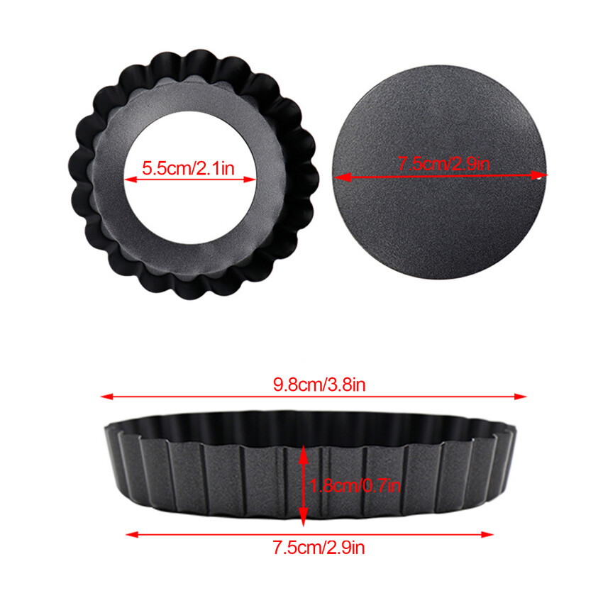 3PCS 4 Inch Mini Tart Pans With Removable Bottom Non-stick Quiche Pans Reusable Fluted Edges Small Tart Molds for Pies, Tartlets, Mousse Cakes, Muffins, Kitchen Baking