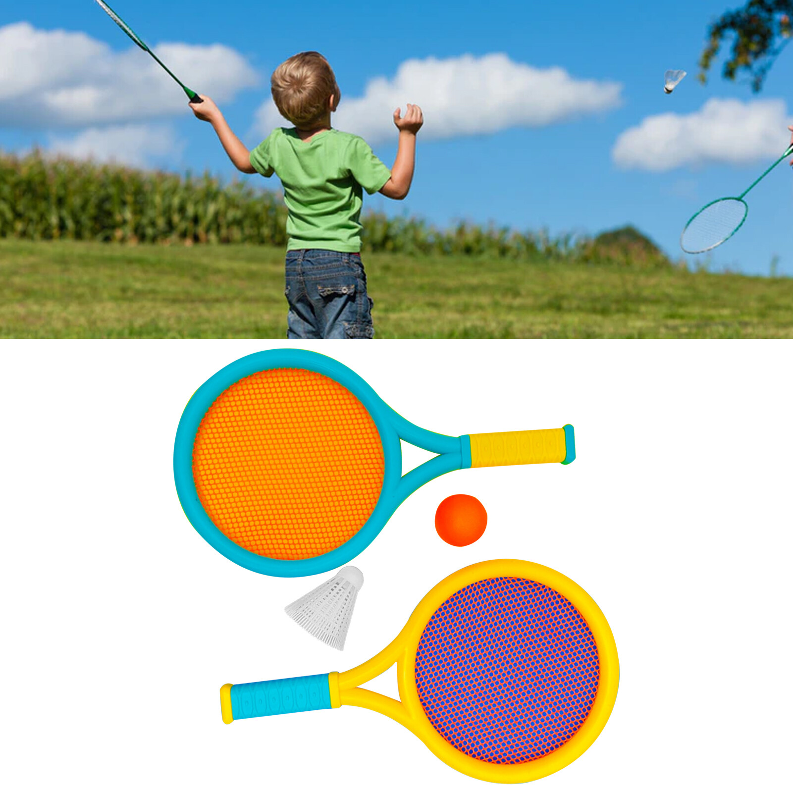 Trẻ em VỢT CẦU LÔNG, xách tay 2 vợt 2 quả bóng trẻ em Vợt Tennis thiết lập cho tập thể dục cho giải trí