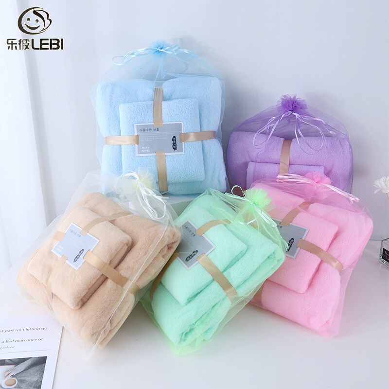 Lebi bộ khăn tắm khăn thấm nước dày lông cừu san hô