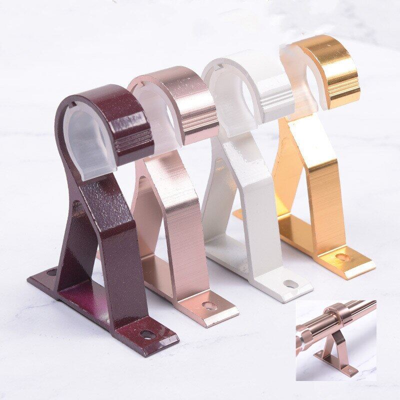 2 Pcs Aluminium Alloy Double Curtain Pole Brackets Hang Ceiling Metal Durable Base Fixed Holder Home Decoration Accessories