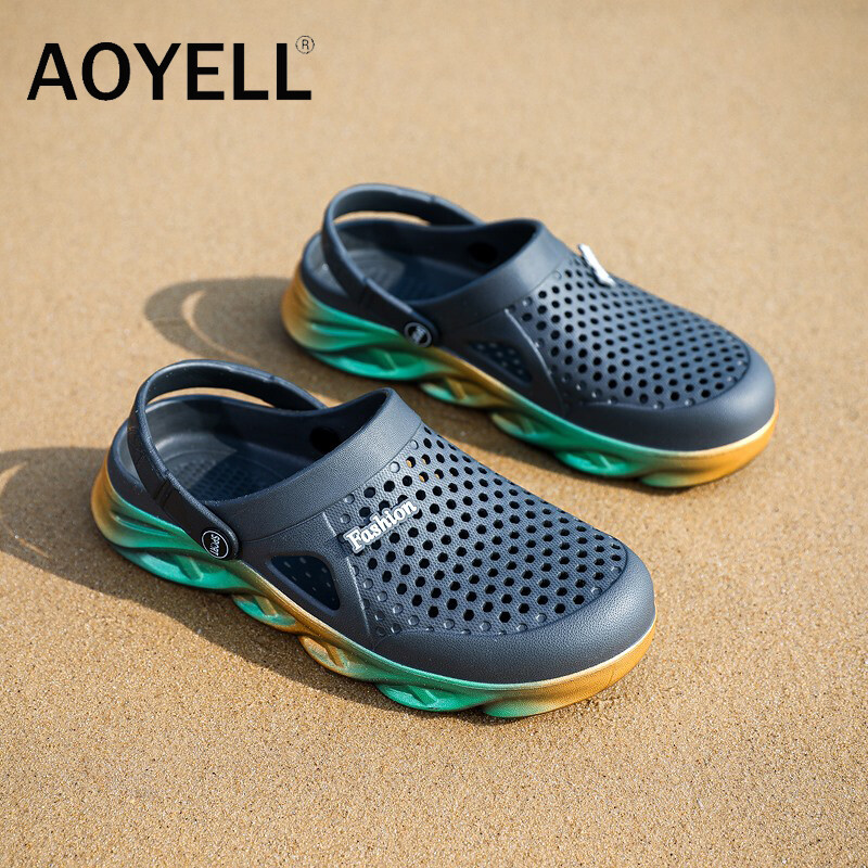AOYELL Crocs Xăng Đan Cho Nam, Xăng Đan Thường Ngày Mùa Hè Dép Thời Trang Hàn Quốc Dép Đi Biển Ngoài Trời, Giày Lỗ Cao Su