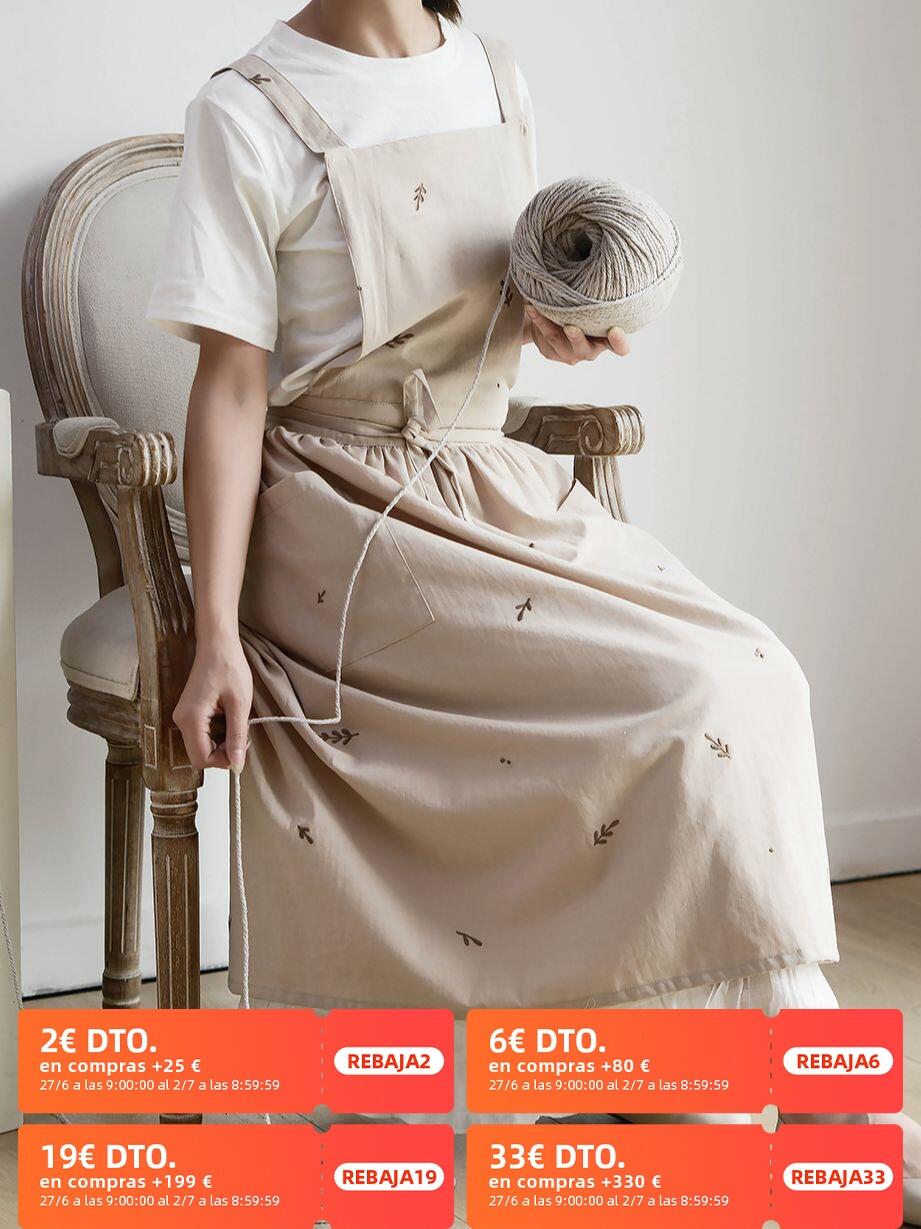 Tạp Dề Thêu Chữ X Bằng Cotton Tạp Dề Yếm Váy Tạp Dề Yếm Chéo Lưng Có Túi Để Nấu Ăn Làm Vườn Làm Bánh Vẽ Tranh
