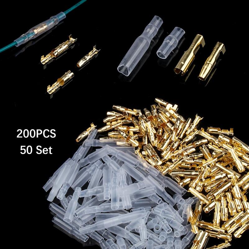 【Clearance sale】 Cho 200pcs Thiết bị đầu cuối mm 2.5 dây nữ cổ điển 50 3.9mm Cổng kết nối đực đặt cáp ổ cắm xe máy 1.0 đến mm Điện