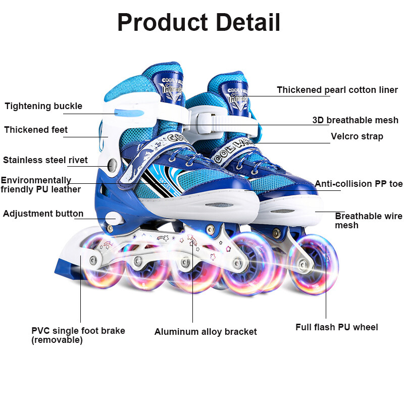 Generic Children Kids Roller Skates Adjustable Inline Skates With