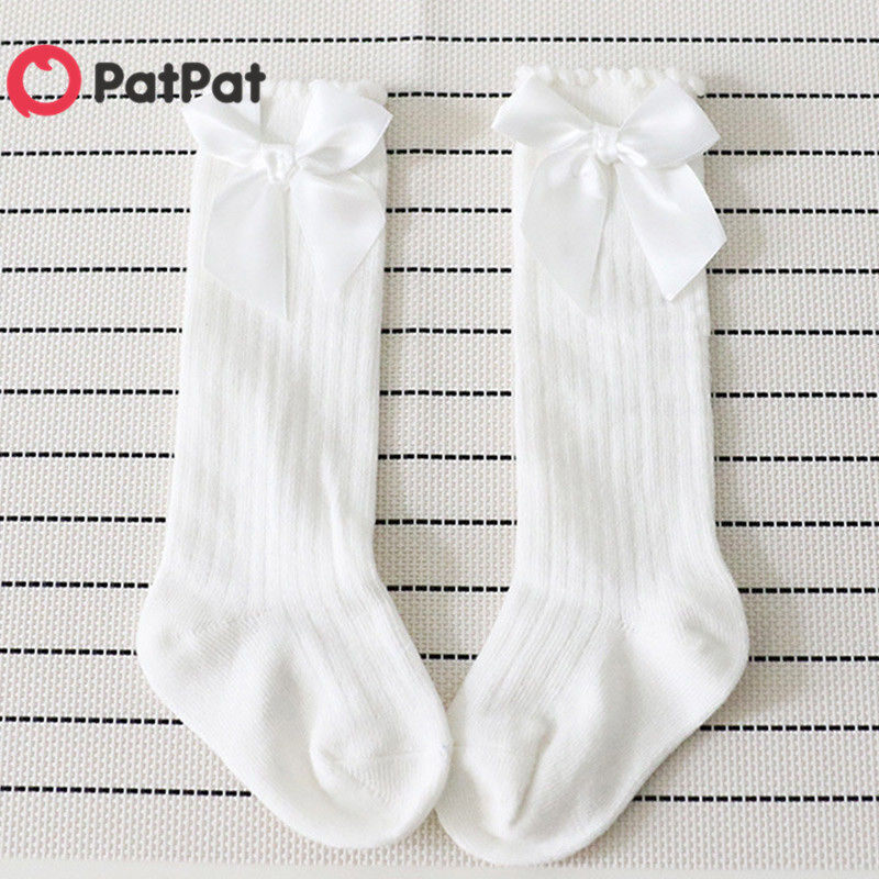 Patpat Sweet Solid Bow Decor Socks For Baby And Toddler Girl Bowknot Socks