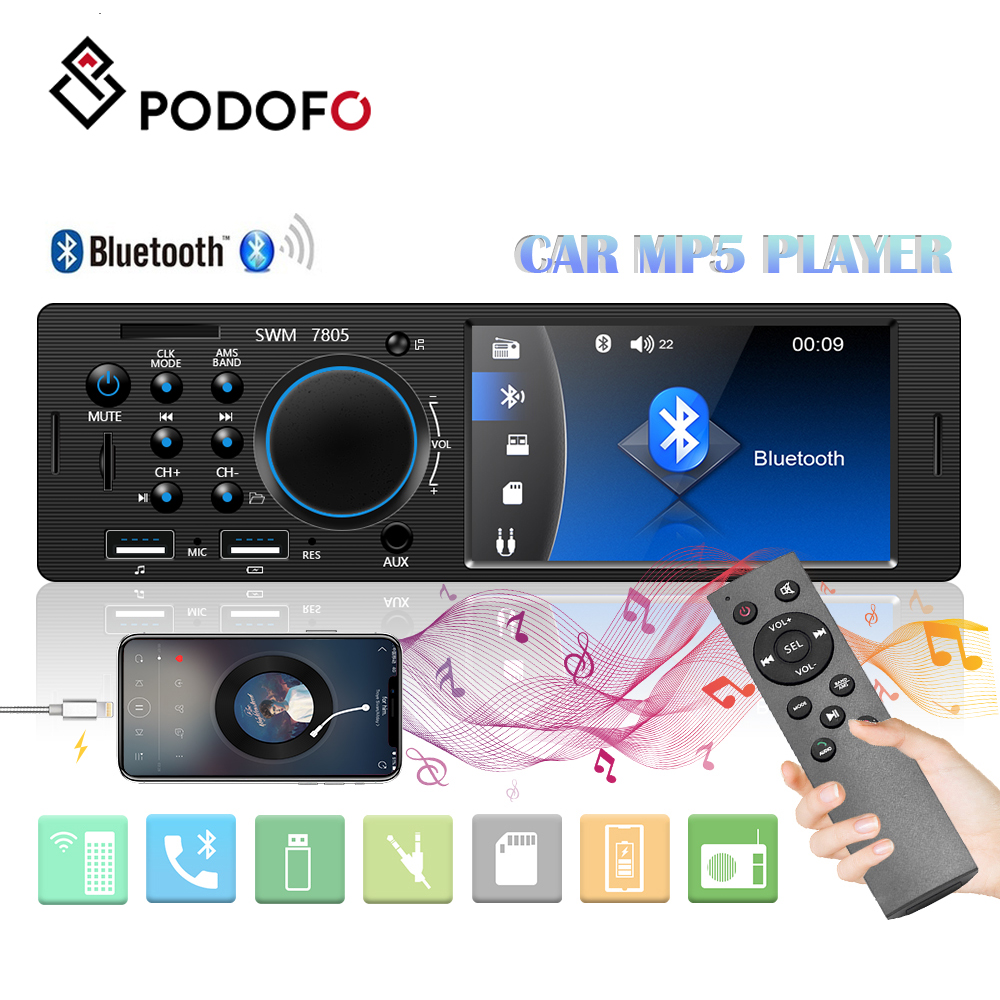 Xe Ô Tô 12V Radio 1 DIN 4.1 "Màn Hình Dual USB Đa Phương Tiện MP5 Nghe Bluetooth Hỗ Trợ Phía sau camera FM SD AUX autoradio
