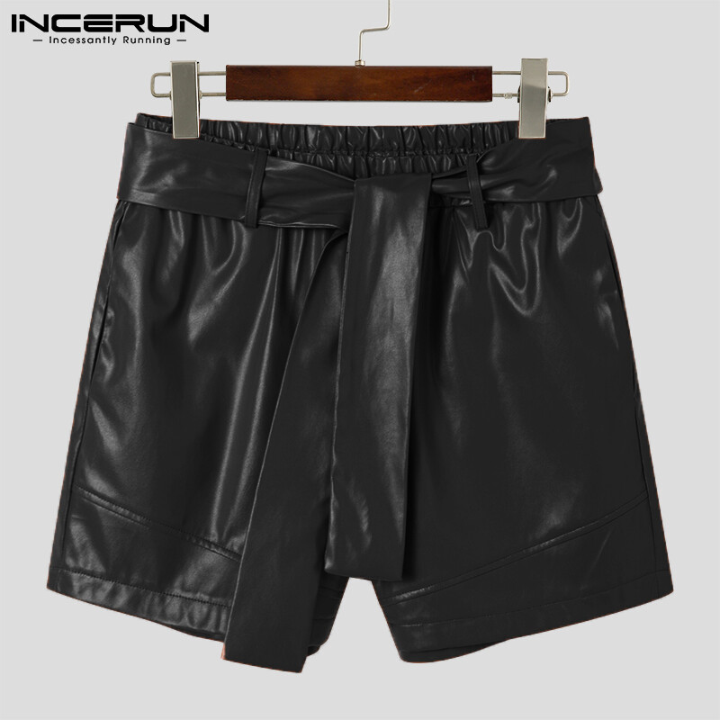 Metussa INCERUN Quần Ngắn Giả Da Punk Gothic Cho Nam Quần Dài Đi Tiệc Dáng Rộng Hippy (Phong Cách Phương Tây)