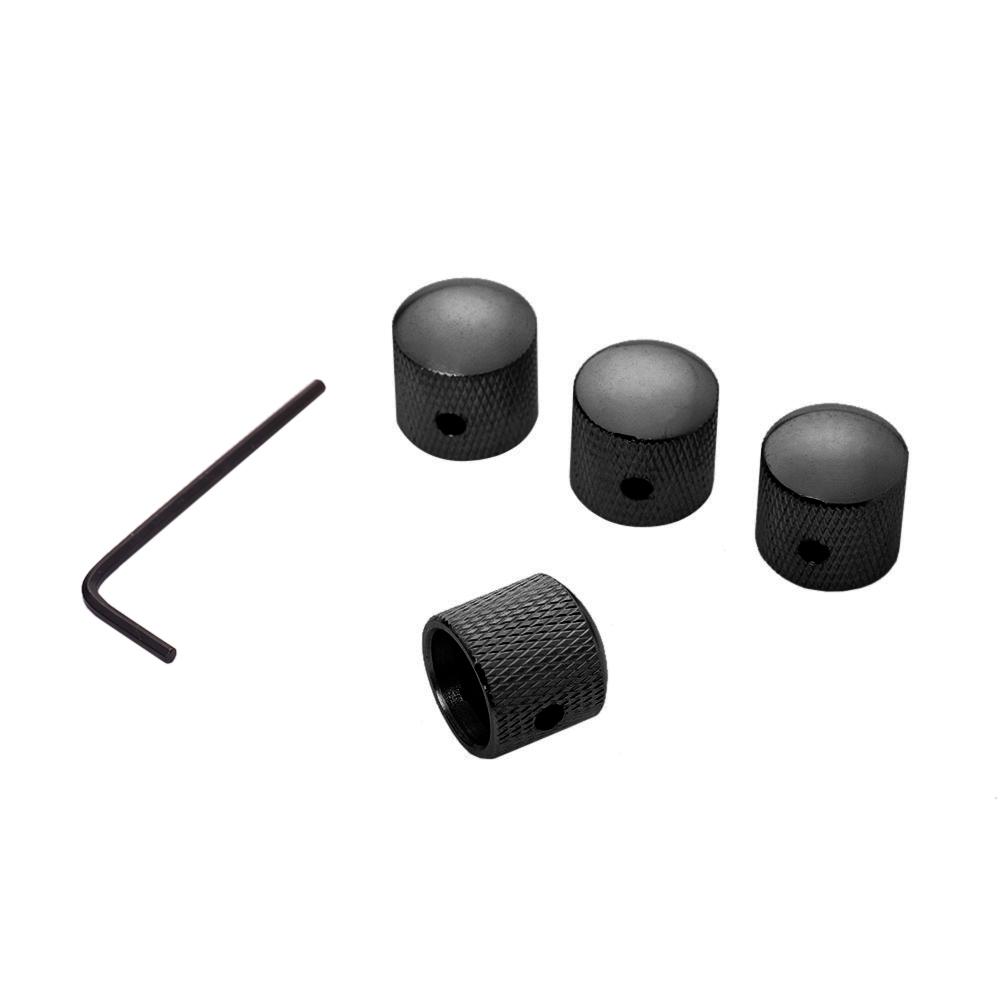 4pcs Metal Volume Tone Control Knob Dome Knob Set with Inner Hexagon Spanner for Electric Guitar Bass