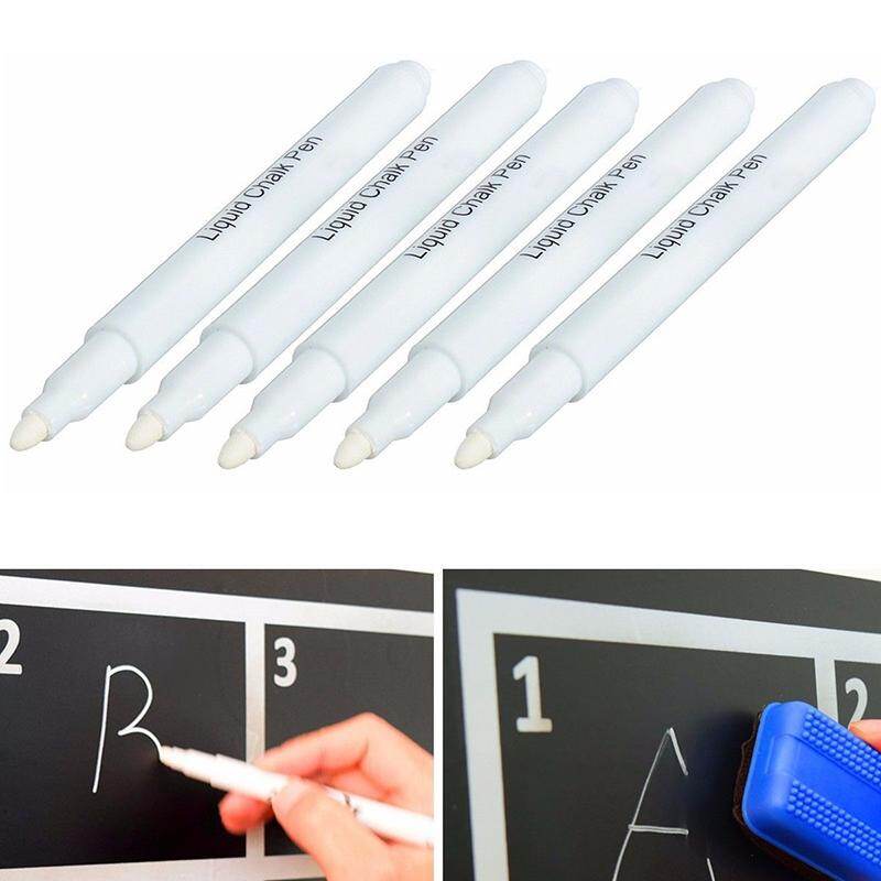 5 Pieces White Liquid Chalk Pen Marker For Glass Window Blackboard Chalk Chalkboard White R0V0