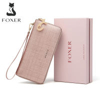 FOXER Women Cow Leather Long Wallet Wallet Clutch Wallet with Wristlet Card Holder Coin Purse Cellphone Bag Female Clutch Bags