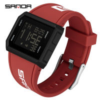 SANDA Đồng Hồ Nam Mặt Vuông Chống Nước Thể Thao Đa Chức Năng Đồng Hồ Bơi LCD Dạ Quang Thạch Anh Sang Trọng SD9003-7