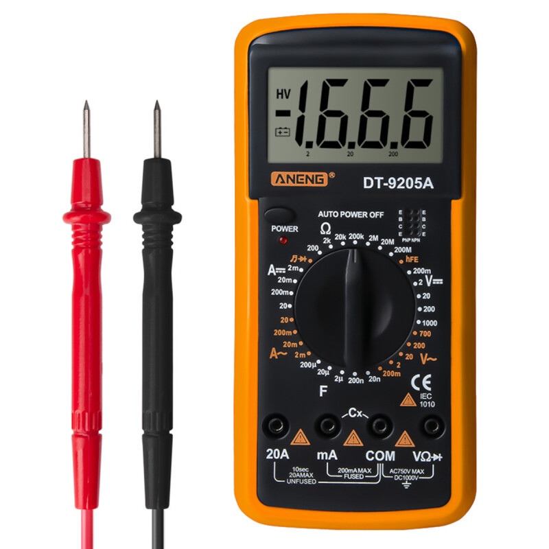 Dt-9205a đồng hồ vạn năng kỹ thuật số cầm tay bộ kiểm tra ac/điện áp một chiều amp ohm điện dung hz