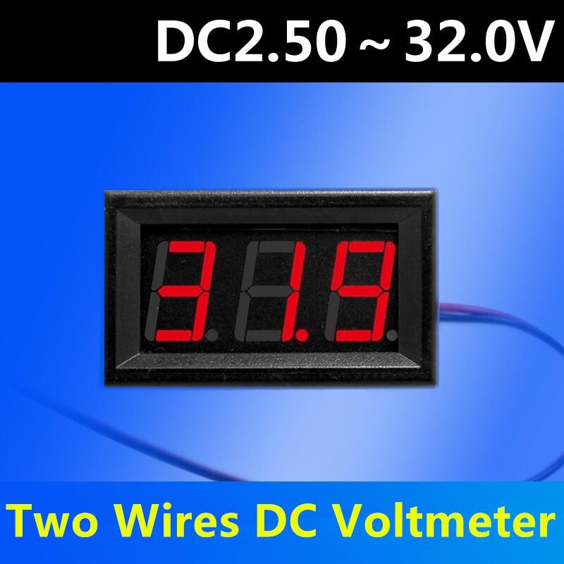 Red ShapeW Digital Voltmeter 0.36 2-Wires DC 2.50 to 32.0V LED Volt Meter Voltage Gauge 