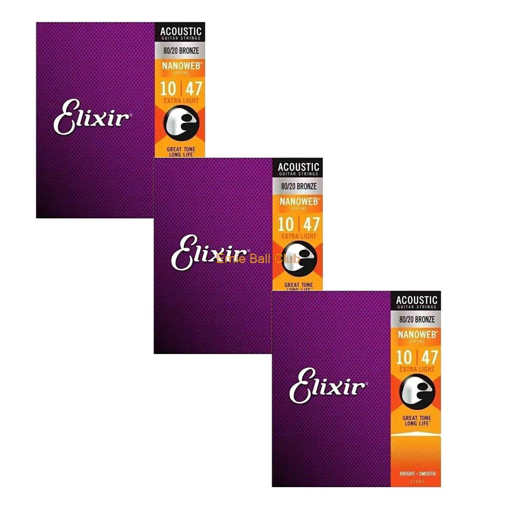 3 bộ elixir nanoweb dây đàn ghi ta điện baritone dây đàn guitar acoustic 11002 11027 11052 16002 16027 16052 12002 12052