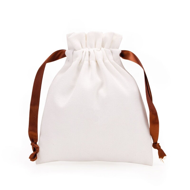 Túi Dây Rút Cotton Có Ruy Băng Màu Cà Phê, Hộp Kẹo Quà Tặng Giáng Sinh Tái Sử Dụng Hộp Đựng Trang Sức Cho Shoppi