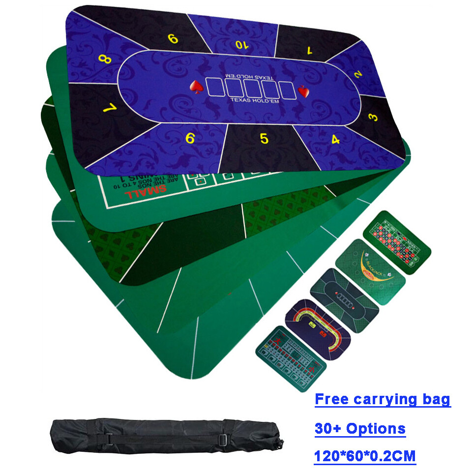 (Túi đựng miễn phí) Thảm Chơi Poker Texas Hold'em 1.2M Vải Trải Bàn Bằng Cao Su Da Lộn Tấm Trải Bàn In Kỹ Thuật Số Trên Bàn Chơi Bài Poker Tấm Lót Để Bàn Chơi Poker
