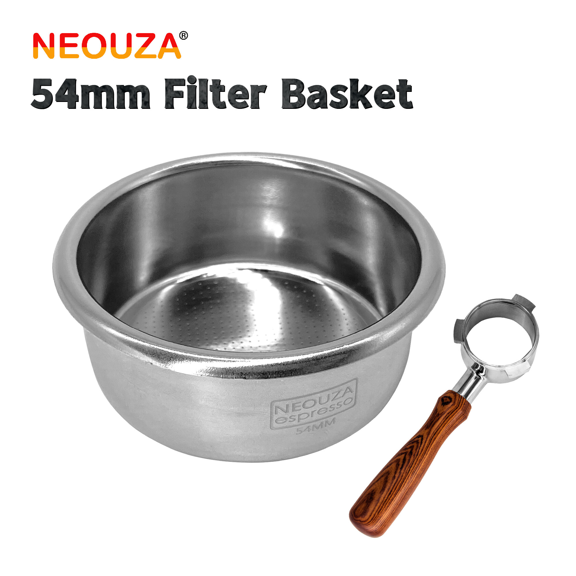 NEOUZA Filter Basket 54mm For espresso machine Breville，espresso accessories，barista replacement parts，Bottomless Portafilter 304 Stainless Steel，2 Cup ราคา 89 บาท*ส่งฟรี