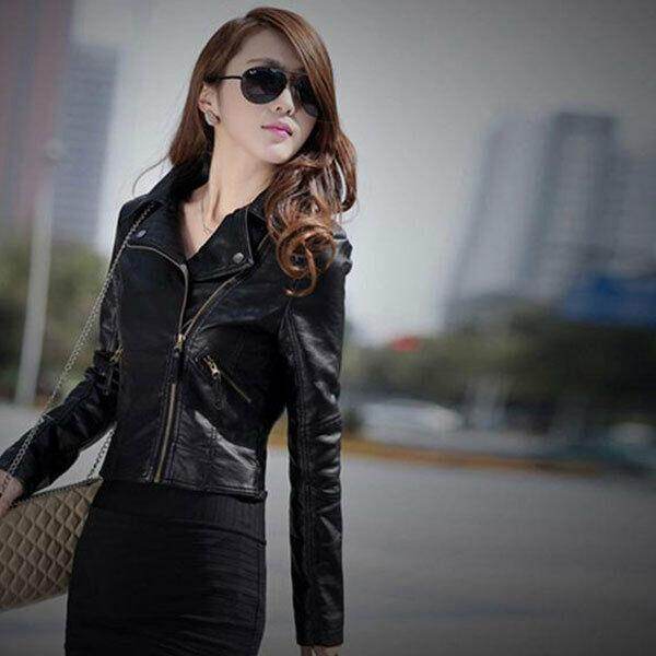 Áo Khoác Chạy Xe Máy Ghobfpe Cho Nữ Áo Khoác Da PU Dáng Ôm Phong Cách Punk Mặc Mùa Đông