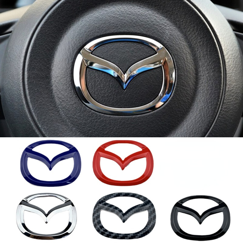 1 Miếng Dán Trang Trí Logo Vô Lăng Ô Tô Bằng Thép Không Gỉ Cho Mazda 2 3 5 6 CX5 Demio CX3 CX30 MX5 CX7 8 323 CX9 CX8 RX8 RX7 Đề Can Biểu Tượng