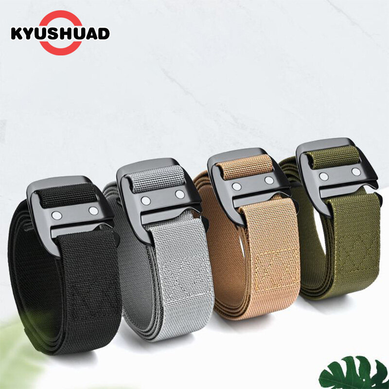 Kyushuad thắt lưng chiến thuật cho nam thắt lưng quân đội đàn hồi co giãn có khóa kim loại