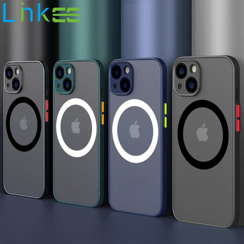 Cho Apple iPhone 14 13 12 11 Pro Max X XR XS Max 8 7 Cộng Với điện thoại nhỏ Trường Hợp Sang Trọng Magsafe mờ trong suốt có nam châm chống sốc sạc không dây Bìa