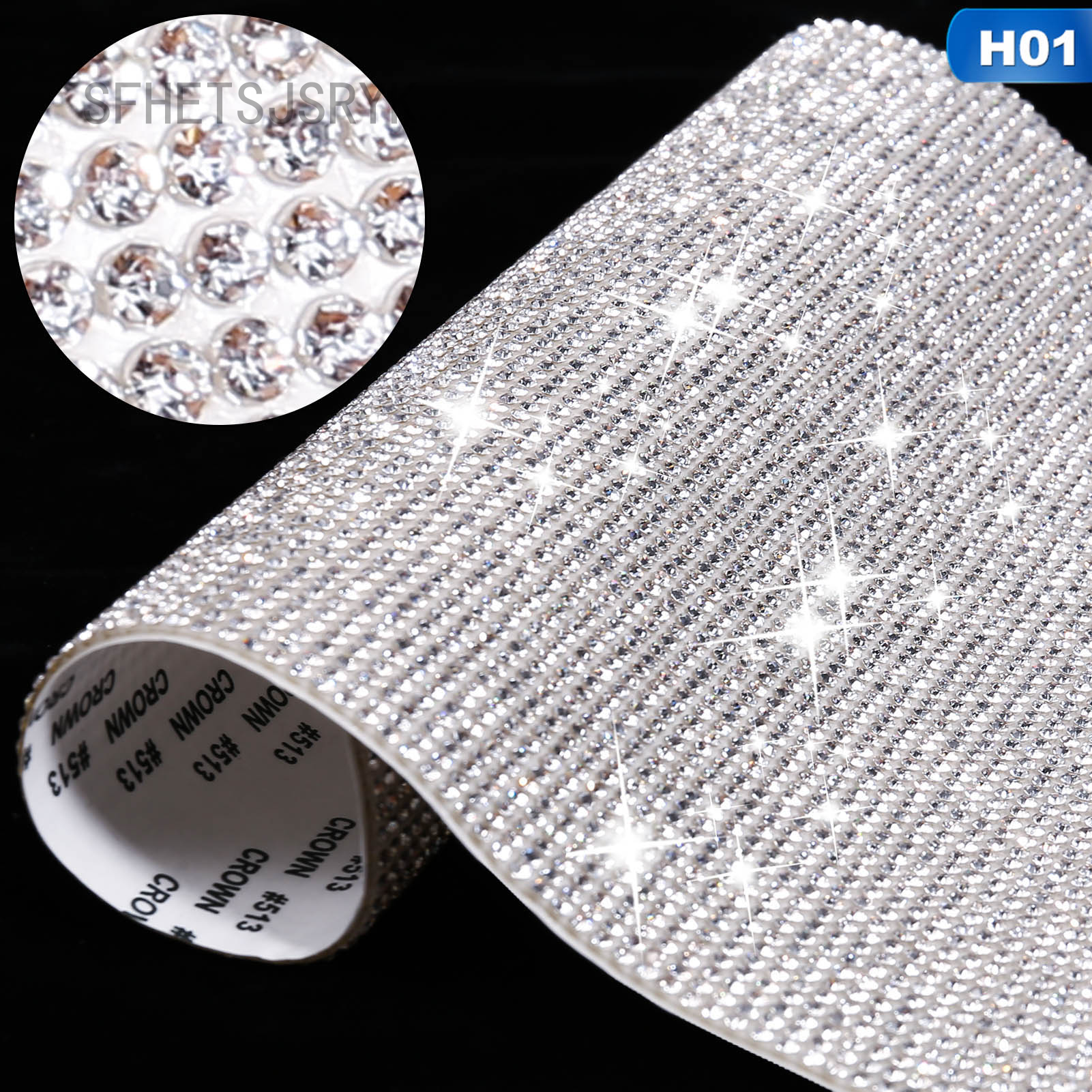 Miếng Dán Kim Cương Giả Pha Lê Lấp Lánh Nhãn Dán Trang Trí Xe Hơi Tự Làm Lấp Lánh Tự Dính Thạch Pha Lê Dán Đá Quý Để Trang Trí Xe Hơi Và Quà Tặng (Màu Trắng)