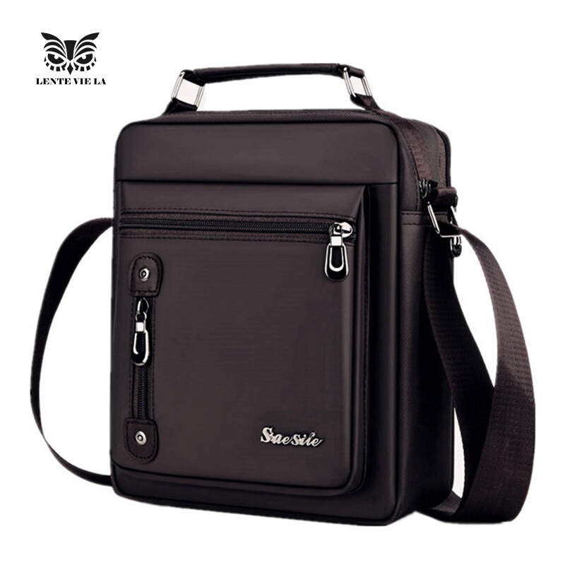 LENTE VIE LA.Túi xách nam dáng messenger thích hợp doanh nhân đi làm chất liệu chống nước form cứng cáp