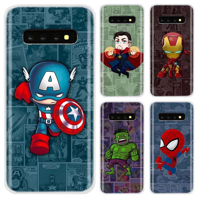 โทรศัพท์ครอบคลุมกรณีปลอกโทรศัพท์สำหรับ Samsung Galaxy J4 + (6.0 ")/ J4 J6 PLUS/หมายเหตุ 8 9 10/A7 A8 J6 J7 J8 2018/A10 A20 A50 A30 A70/S6 S7 EDGE S8 S9 S10 S11 pluscartoon Avengers