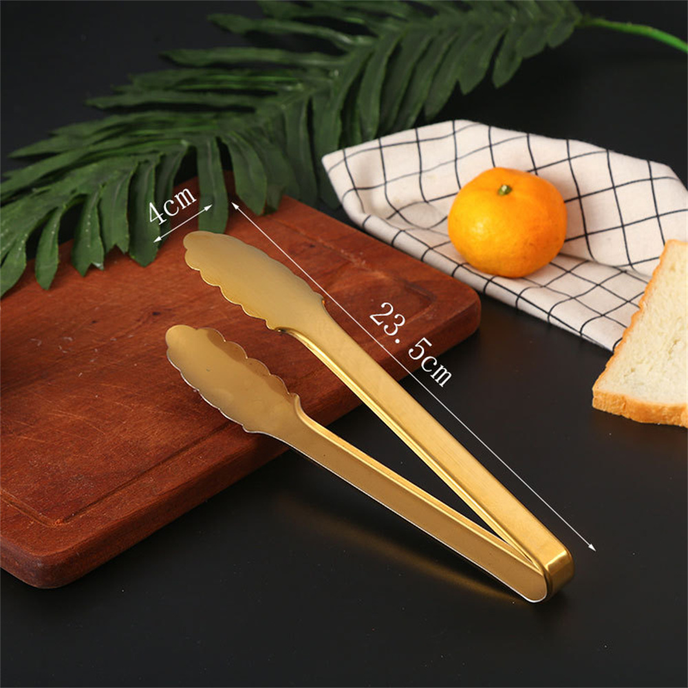 Bánh phụ kiện nấu ăn thép không gỉ Kẹp bếp Bít Tết bánh mì BBQ Vàng kẹp