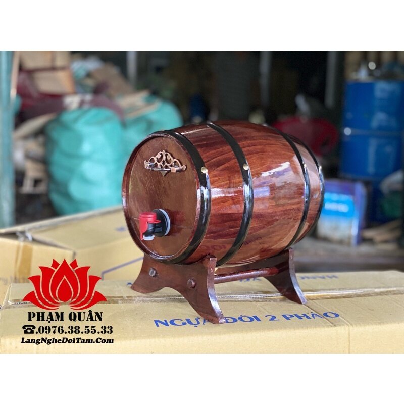 Thùng gỗ đựng ruou vang 5lit, bom đựng ruou vang gỗ thông kèm túi đựng