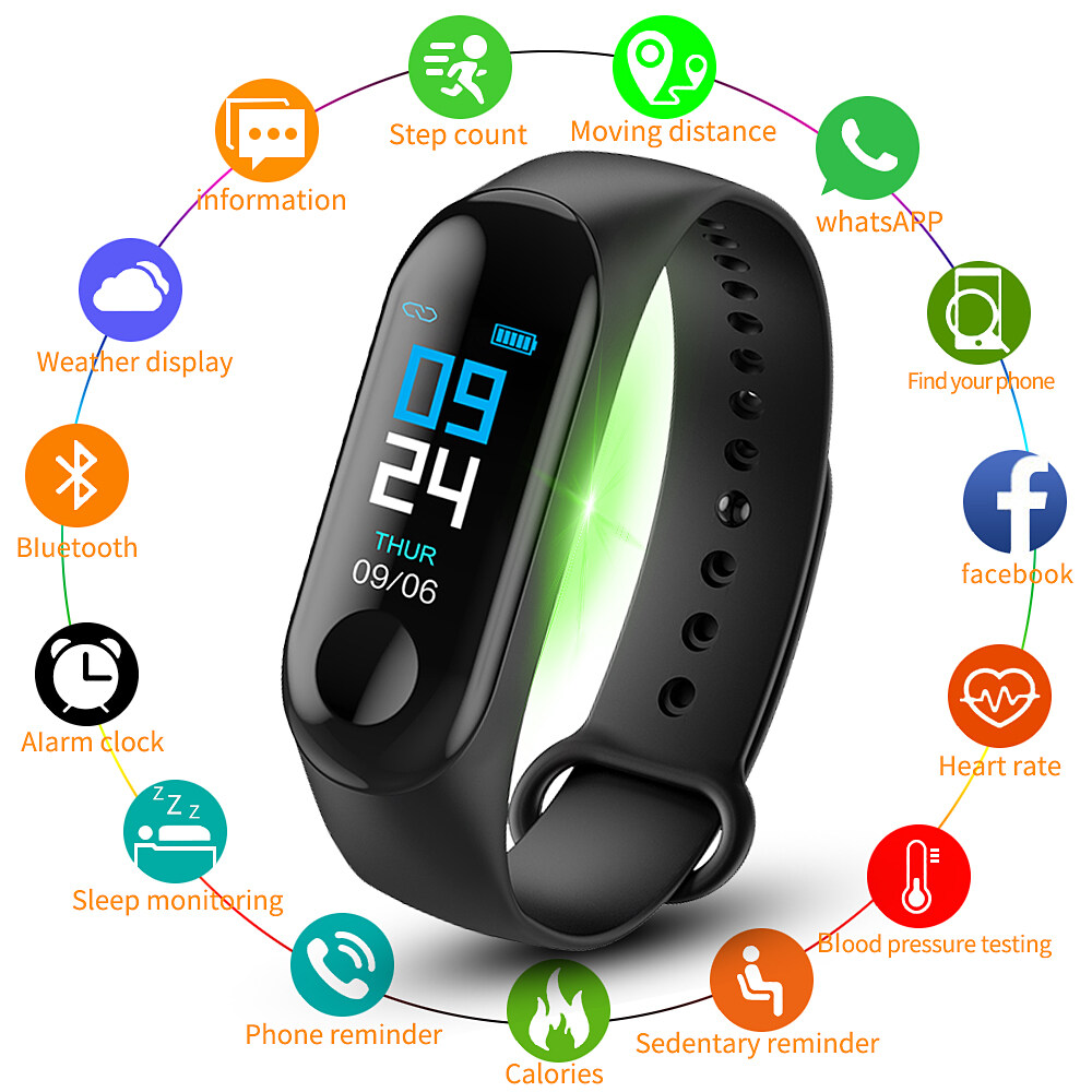 1pc Black Silicone Strap Sporty Heart Rate Monitoring And Pedometer  Multi-Function Rectangular Smart Watch, Compatible With Androids IOS iphone  | SHEIN