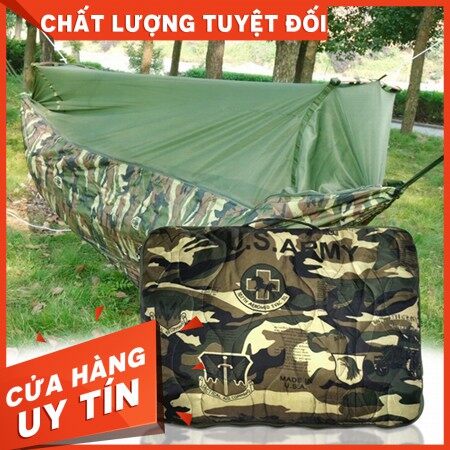 Võng mùng 3 lớp quân đội xếp gọn size lớn sale]