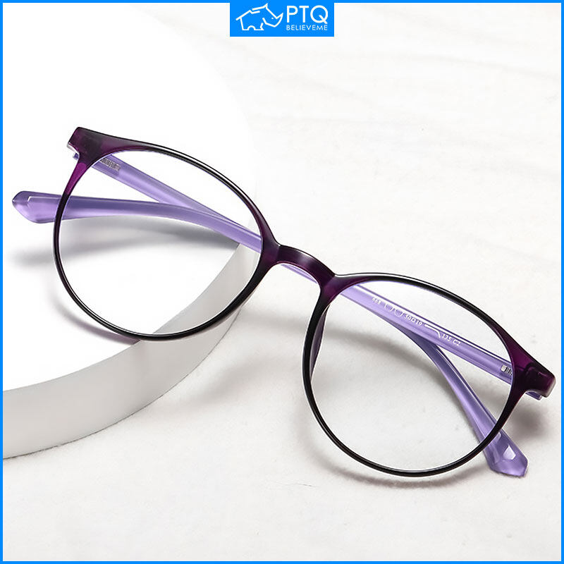 PTQ Anti Radiation Reading Glasses for Women Men Anti-fatigue Hyperopia Eyewear TR Fashion Round Frame Eyeglasses with Grade Female