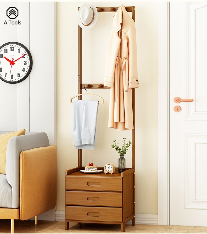 Giá treo tủ đầu giường và áo khoác giá treo quần áo bằng tre đa năng kết hợp một mảnh giá treo quần áo tủ đầu giường tối giản hiện đại