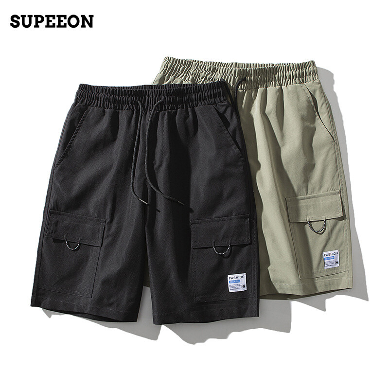 Supeeon丨quần soóc nam quần soóc retro mỏng dáng rộng hợp thời trang quần soóc thể thao vải mềm mại thoải mái và thoáng khí
