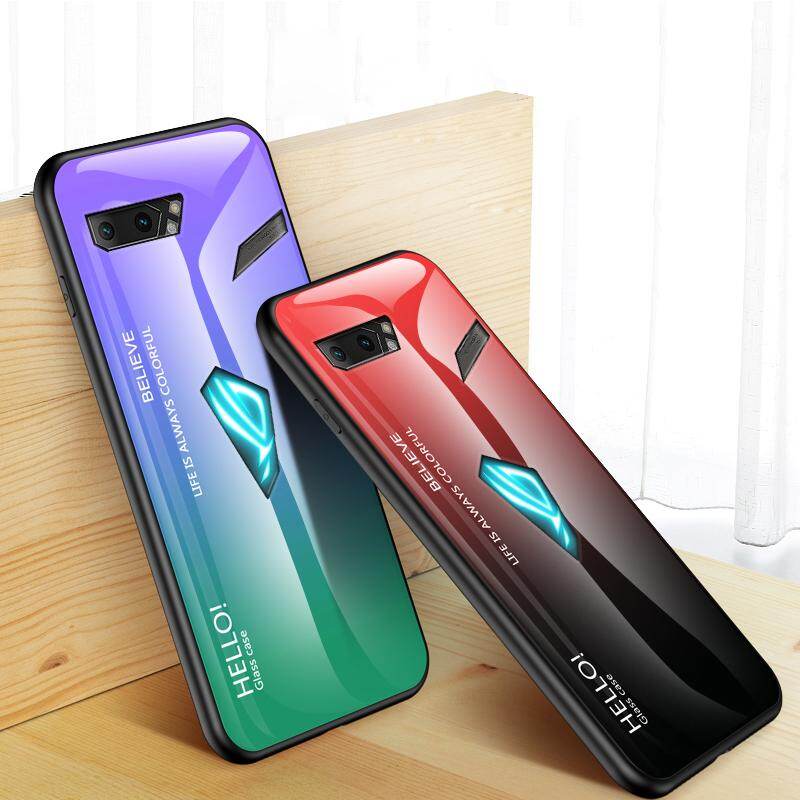 Biruiqu Cho ASUS ROG Phone 2 Ốp Lưng Gradient Hybrid Bảo Vệ Kính Cường Lực Siêu Mỏng Nhẹ Ốp Lưng Cứng Vỏ Điện Thoại