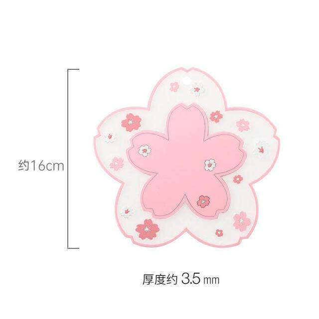 ซิลิโคน Cherry Blossom ความร้อนตารางชาถ้วยดื่มกาแฟน่ารัก Coaster Non-Slip Pad สำหรับผ้าเช็ดในครัวแผ่นรองจานแผ่นรองวางหม้อ