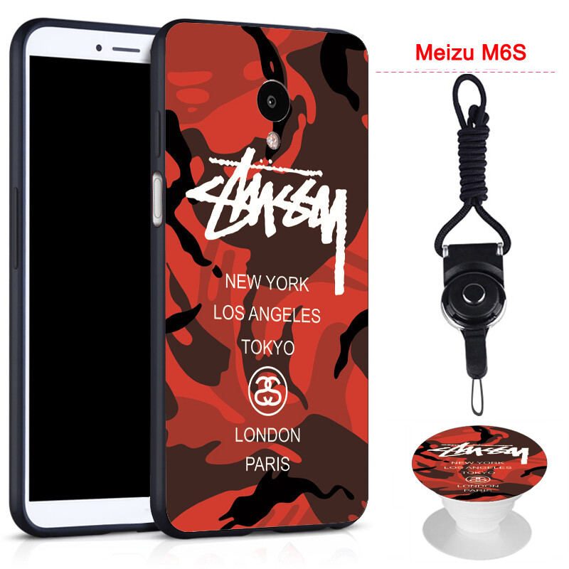 Mới Đến, Dành Cho Ốp Điện Thoại Meizu M6S Ốp Lưng Mềm Cho Meizu Silicon Với Cùng Một Khung Điện Thoại Hoa Văn Và Một Sợi Dây Thừng