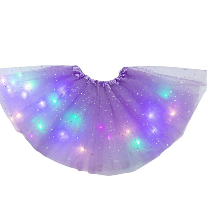 ผู้หญิง Star Tutu กระโปรง LED Light Up นีออนที่มีสีสัน Dance PARTY ชุดสั้น