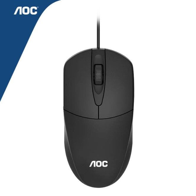 AOC MS121 Hiệu Suất Cao Chuột USB Có Dây Cảm Biến Quang Học 1200 DPI Với Bề Mặt Mịn & Cao Su Scroller