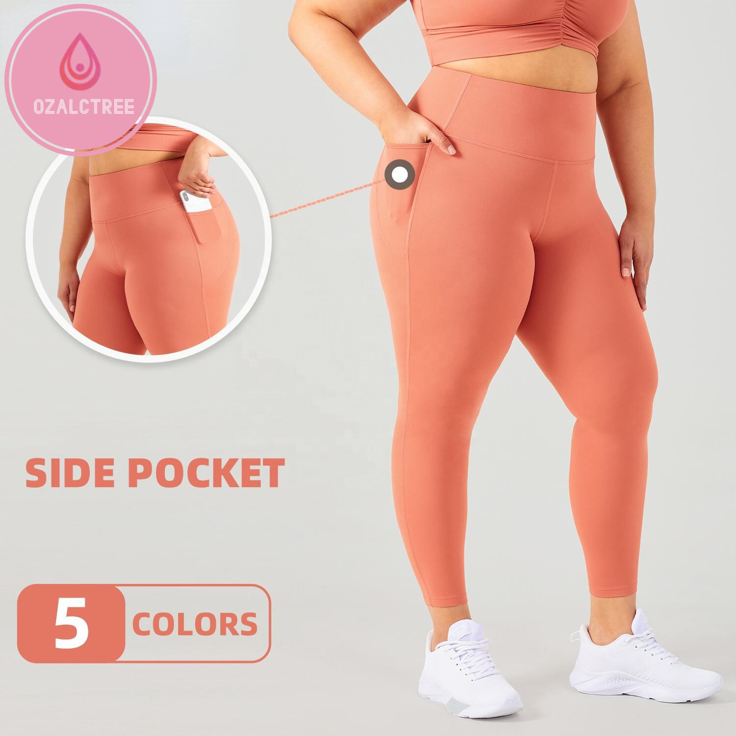 OzalCtree Leggings Women Clothing Yoga Pants Naked Feeling Jeans Woman High Waist Leggings With Pocket Hip Lifting Female Fitness Pants ราคา 498 บาท*ส่งฟรี