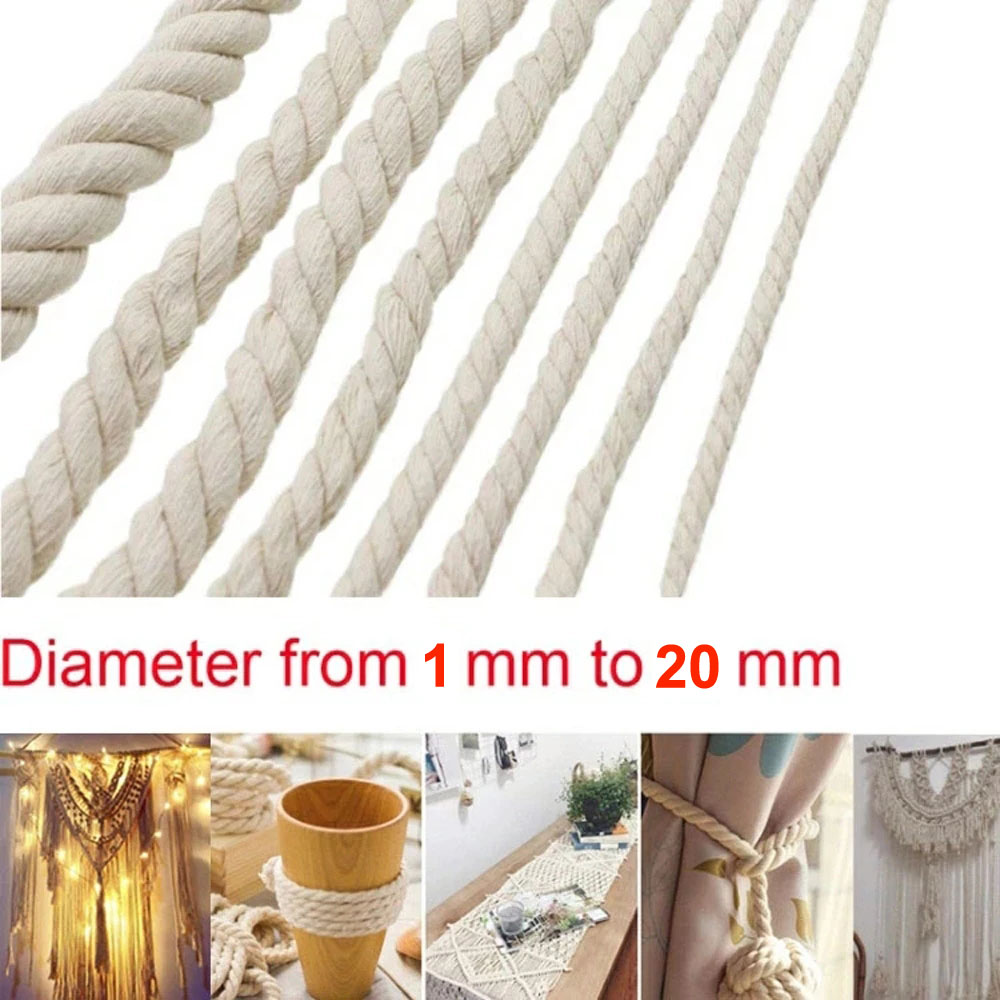 เชือกฝ้าย100% สาย Macrame เชือกบิดสีเบจสำหรับธรรมชาติทำด้วยมือ DIY เครื่องประดับงานแต่งงานของขวัญ
