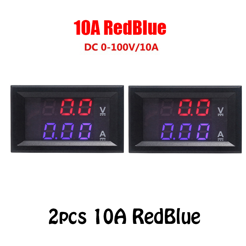2 cái ampe kế vôn kế kỹ thuật số dc 0-100v 10a 50a 100a hiển thị thời gian kép vôn kế hiện tại bảng điều khiển amp vôn kế