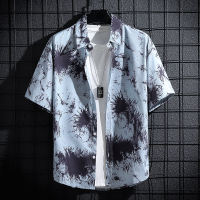 Thin Short Sleeve Shirt Mens Spot Fit Summer Thin Print Casual Lapel Shirt Mens and Womens Polo Shirt
