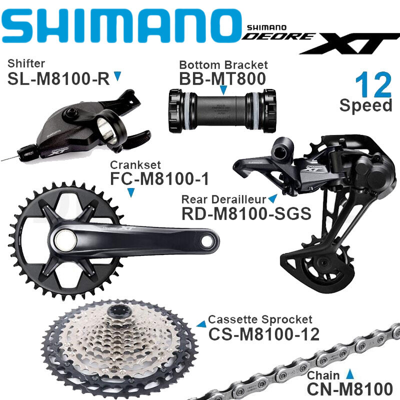 SHIMANO DEORE XT M8100 Groupset 1x12 Speed Mountain Bicycle M8100 Crankset Shifter Rear Derailleur Cassette 126 Links Chain WIth MT801 Bottom Bracket Original Bicycle Kit Lazada PH