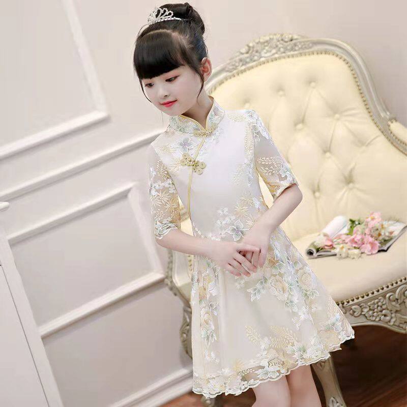 Girls cheongsam dress summer dress children's dress 2021 New Princess dress fashionable skirt girl Han Chinese clothing