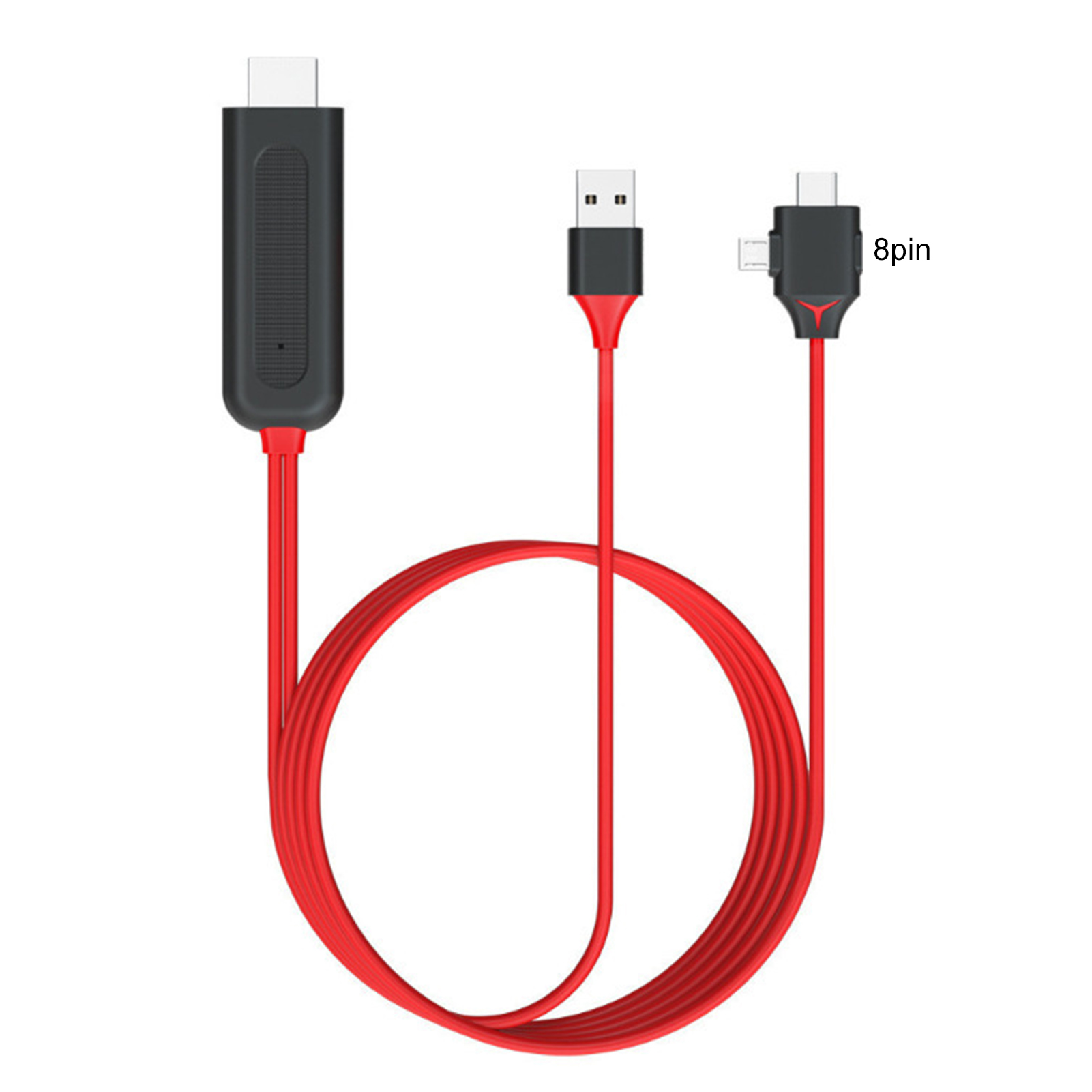 Anxinshui 3 trong 1 1080P Micro USB phổ thông 8Pin Loại C sang HDMI tương thích chuyển đổi thiết bị chuyển đổi cho Android chuyển đổi Micro di động