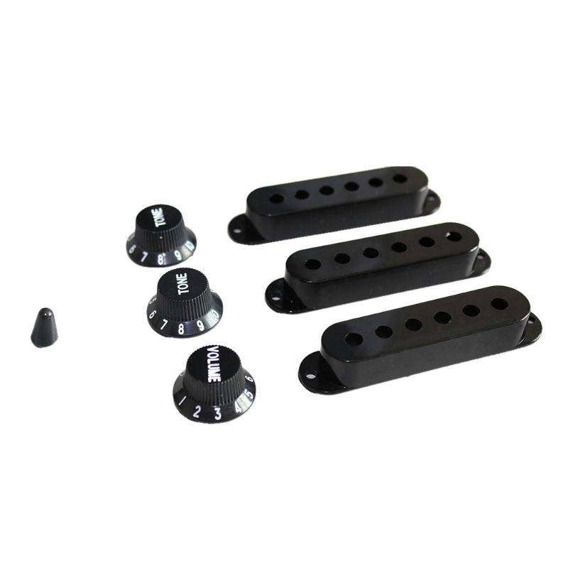 Hot sale đàn ghi-ta màu đen bộ phận set chuyển đổi tip đơn coil pickup ghi ta bìa 1 tập 2 tone knobs
