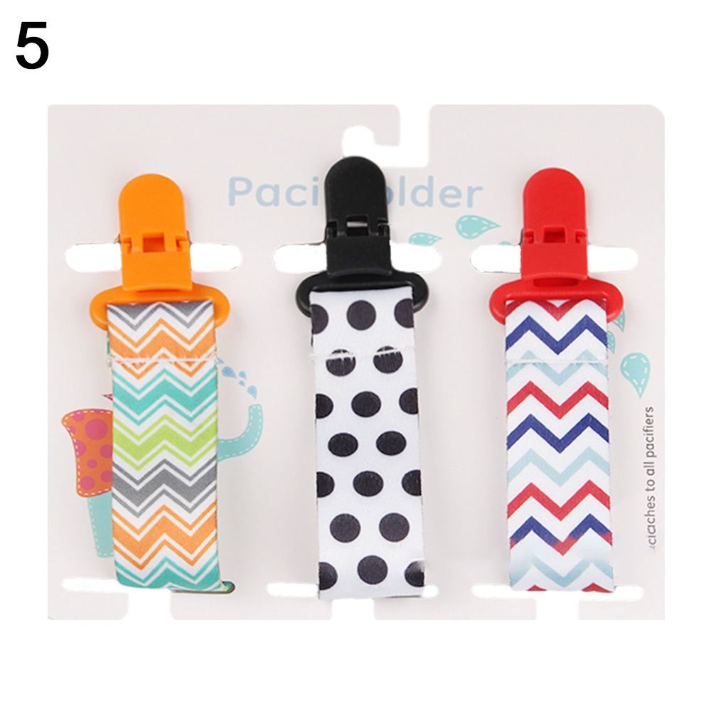 VJDA 3PCs Cartoon Print Dummy Clips Pacifier Chain Bracket Soother Holder Pacifier Chain Portable Baby Care Baby Pacifier Clip Infants