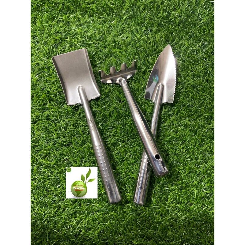 Bộ dụng cụ làm vườn 3 món , Bộ xẻng 3 món Inox , Xẻng 3 trong một